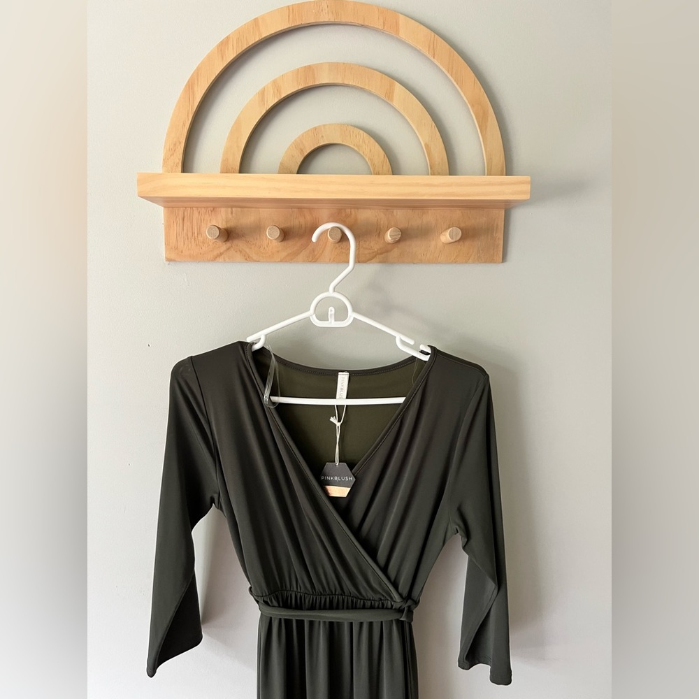 NWT Pinkblush Olive Green Maternity Maxi Dress